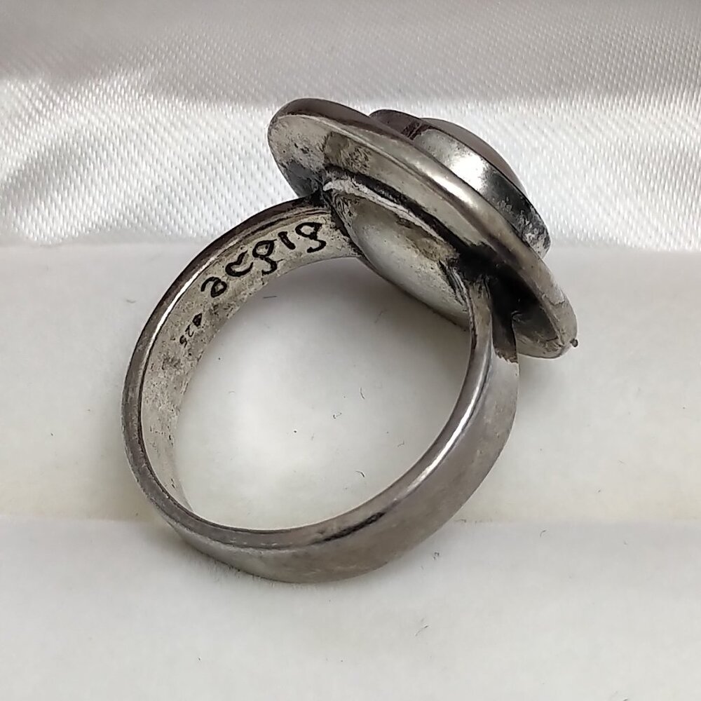 Spectacular Vintage Mabe Pearl and 925 Sterling Silver Lunar Ring - Picture 4 of 9